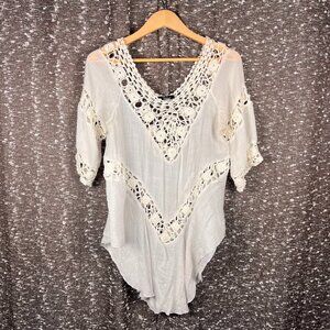 Vivid Importers Crocheted Swim Beach Coverup White